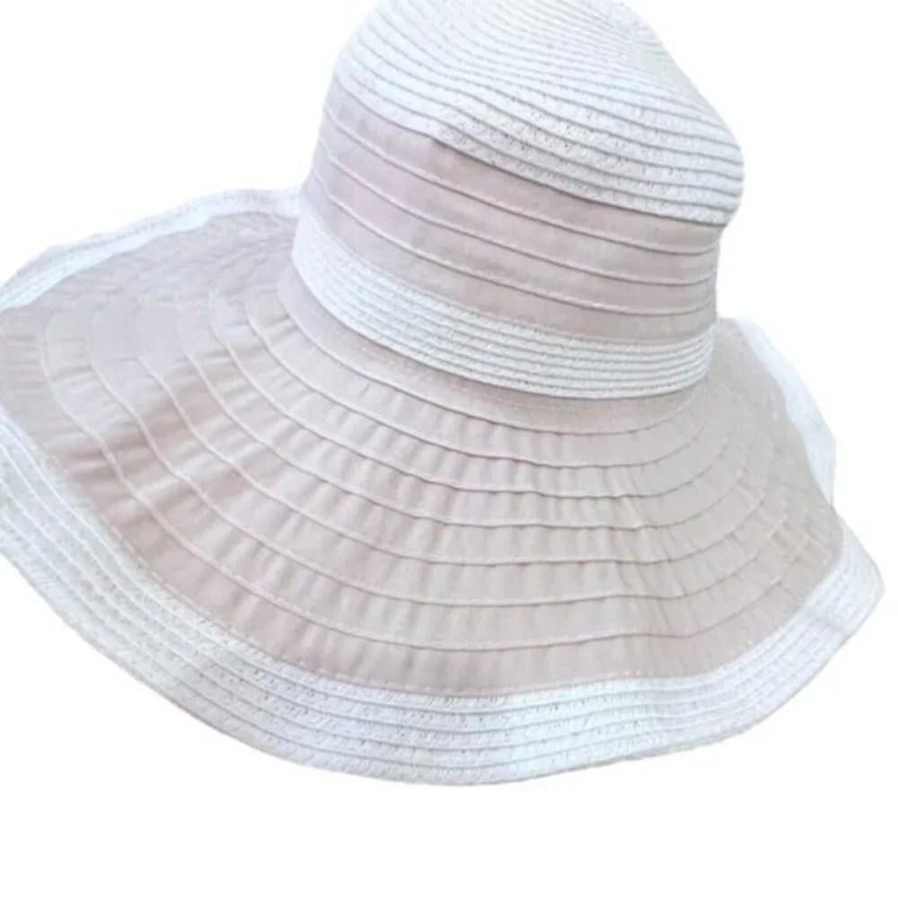 Womens Floppy Sun Hat Wide‎ Brim Beige Ivory BOHO Beach Vacation Pool Travel
